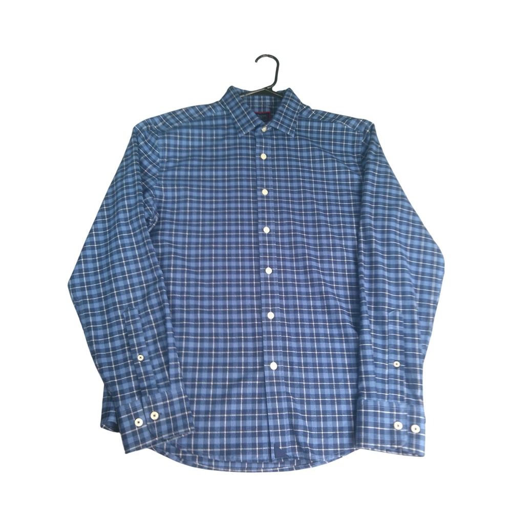 UNTUCKit Melville Blue Plaid Flannel Button Down Shirt Men's Medium Regular Fit
